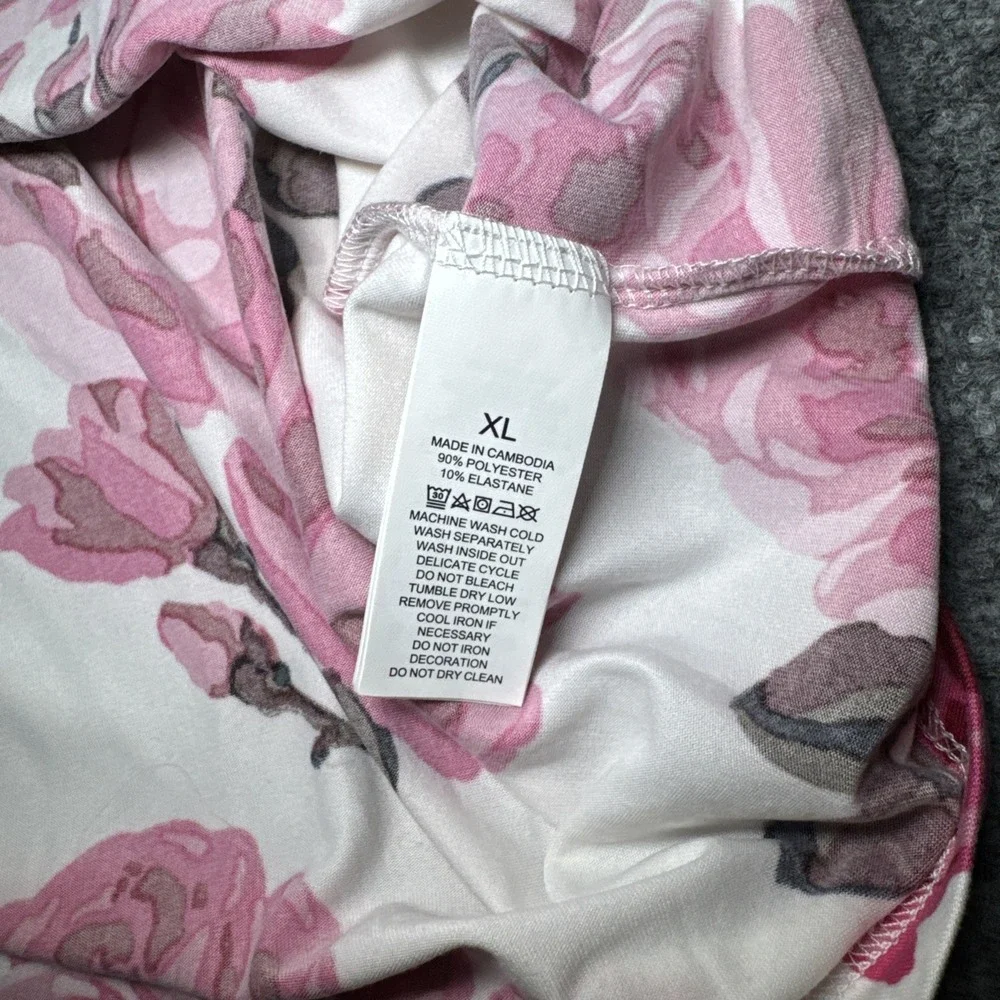 Kate Spade Tunic Shirt‎ Womens XL Sleepwear White Pink Floral Button Up Pajama